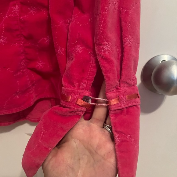 Northern Isles Women’s Hot Pink Button Down Embroidered Shacket SzL BarbieCore - Picture 9 of 14